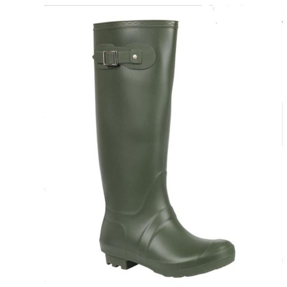 NIB FOREVER Olive Green Tall Rubber Rain Boot, Women's Size 8 - Picture 1 of 1